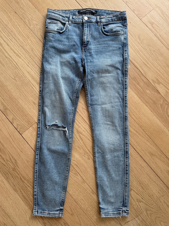 Zara Denim - Zara Light Blue Slim Fit Distressed Jeans 8